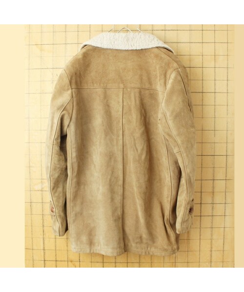 --(--)の「70s 80s USA Sears スウェード レザー コート ジャケット メンズML相当 ベージュ ボアライナー アメリカ古着(その他アウター・レディース・ベージュ・L)」の6枚目の写真