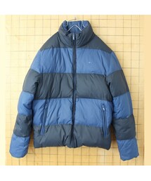 FRENCH LACOSTE（フレンチラコステ）の「90s 00s French LACOSTE フレンチラコステ ボーダー リバーシブル ダウンジャケット ネイビー ブルー メンズM相当 ヨーロッパ古着（ダウンジャケット/コート・メンズ）」