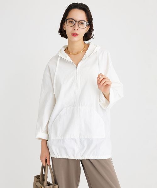 BABYLONE(バビロン)の「フード付きシャツプルオーバー(トップス・ホワイト10/サックス85・FREE)」の3枚目の写真