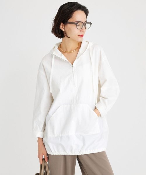 BABYLONE(バビロン)の「フード付きシャツプルオーバー(トップス・ホワイト10/サックス85・FREE)」の1枚目の写真