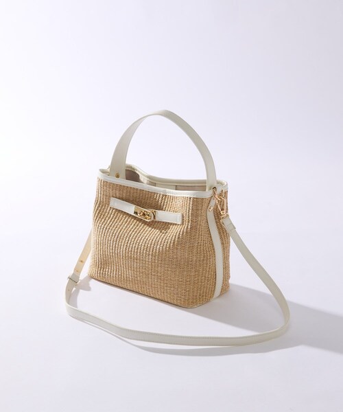 un dix cors(アンディコール)の「ひねり金具レザーハンドルカゴバッグ(かごバッグ・レディース・ブラック/ホワイト・F)」の2枚目の写真