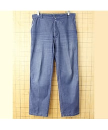 -- | 70s 80s フランス製 デニム ワーク ペインター パンツ W35相当 ネイビー ユーロ ヨーロッパ古着(デニムパンツ)