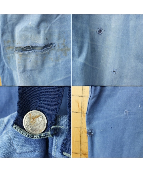 --（--）の「70s 80s フランス コットン ツイル ワーク オーバーオール W39相当 ネイビー ブルー ペインター ユーロ ヨーロッパ古着（サロペット/オーバーオール・レディース・ブルー・W39）」の3枚目の写真