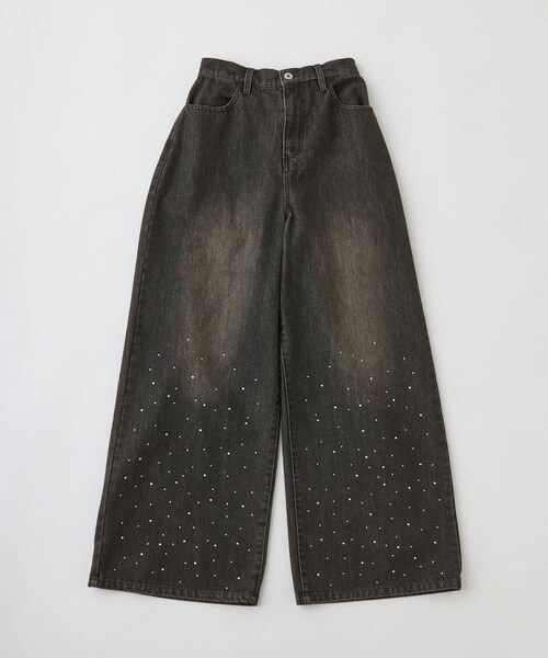OLIVE des OLIVE(オリーブデオリーブ)の「キラキラリボンデニムパンツ(デニムパンツ・レディース・サックスブルー/ブラック/ブルー・M/S)」の2枚目の写真