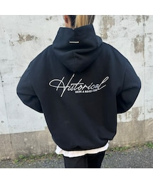 copine | フードラベル付き刺繍ロゴパーカー(ブラック)(パーカー)