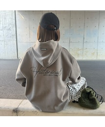 copine | フードラベル付き刺繍ロゴパーカー(カーキ)(パーカー)