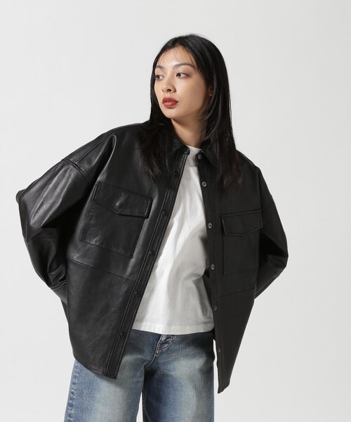 B'2nd（ビーセカンド）の「NCB neat caprice brand(エヌシービーニートカプリスブランド) WOMENS SHEEP SHIRTS（ジャケット/アウター・ブラック/グレー・F）」の2枚目の写真