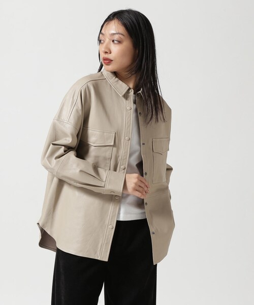 B'2nd（ビーセカンド）の「NCB neat caprice brand(エヌシービーニートカプリスブランド) WOMENS SHEEP SHIRTS（ジャケット/アウター・ブラック/グレー・F）」の3枚目の写真