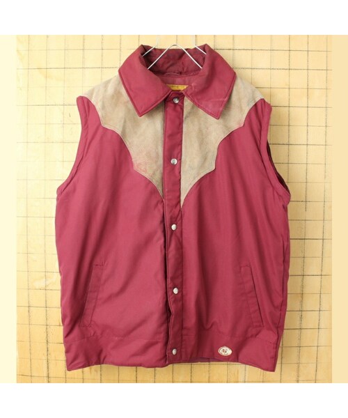 --（--）の「ビッグサイズ 80s USA CAMEL 2WAY ダウンジャケット ベスト メンズXXL ボルドー レッド アメリカ古着（ダウンジャケット/コート・レディース・レッド・XXL）」の2枚目の写真