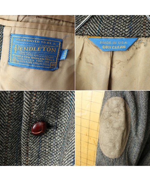 PENDLETON（ペンドルトン）の「80s 90s USA製 PENDLETON ウール テーラード ジャケット メンズXL相当 グレー エルボーパッチ アメリカ古着（テーラードジャケット・レディース・グレー・XL）」の2枚目の写真