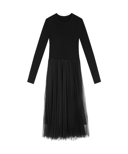 JNBY（ジェーエヌビーワイ）の「Slim-fit Tulle Long Dress（ワンピース・レディース・グレー/ブラック・36/38/40）」の2枚目の写真