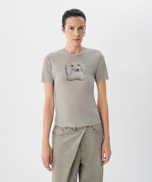 JNBY（ジェーエヌビーワイ）の「Velour Short Sleeve Top（Tシャツ/カットソー・レディース・ピンク/ベージュ/ブラウン・36/38/40）」の3枚目の写真