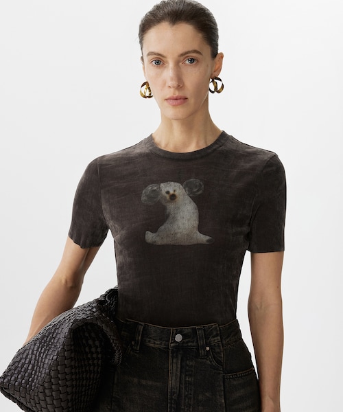 JNBY（ジェーエヌビーワイ）の「Velour Short Sleeve Top（Tシャツ/カットソー・レディース・ピンク/ベージュ/ブラウン・36/38/40）」の2枚目の写真