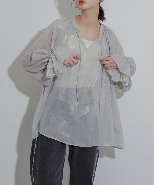 SENSE OF PLACE by URBAN RESEARCH(センスオブプレイスバイアーバンリサーチ)の「ハクプリントブラウス(シャツ/ブラウス・レディース・L.BLUE/BEIGE/GRAY・one)」の7枚目の写真