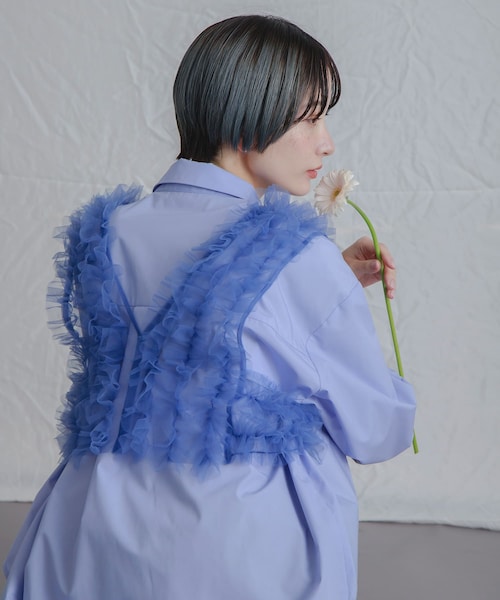 KBF(ケイビーエフ)の「シアーフリルSETシャツ(シャツ/ブラウス・レディース・BLUE×BLUE/PINK×GRAY/CCL×CCL・one)」の19枚目の写真