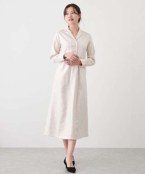 Jayro（ジャイロ）の「開衿Iラインワンピース（ワンピース・レディース・チャコール/キナリ/ベージュ・M）」の13枚目の写真