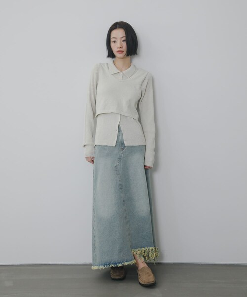 KBF(ケイビーエフ)の「アシメフリンジデニムスカート(デニムスカート・レディース・L.BLUE/BLACK・One)」の18枚目の写真