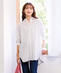 nissen | 大きいサイズゆるシルエットストライプシャツ(シャツ/ブラウス)