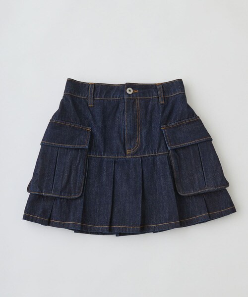 OLIVE des OLIVE（オリーブデオリーブ）の「【SETUP対象】カーゴプリーツミニスカート（デニムスカート・レディース・ブルー/チャコールグレー/キャメル/インディゴブルー・FREE）」の3枚目の写真