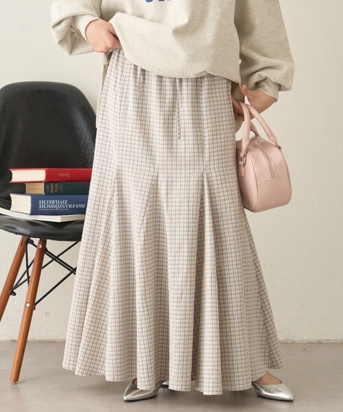 CIAOPANIC TYPY（チャオパニックティピー）の「レース・チェック柄マーメイドスカート（スカート・レディース・ホワイト/イエロー/ブラック・ONE）」の3枚目の写真