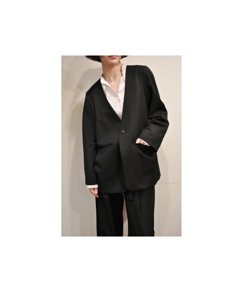 --(--)の「カーディガンジャケット(その他アウター・レディース・ベージュ/ブラック/ブラウン・one)」の2枚目の写真