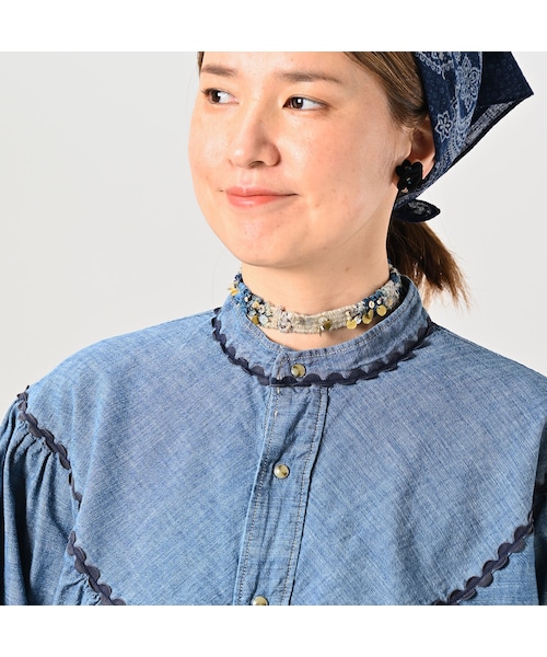 【専用】 45R 瑠璃ダンガリー の タンバリン ブラウス（重） 45R（フォーティファイブアール）の「瑠璃ダンガリーのタンバリン