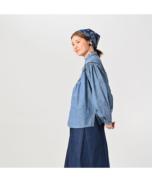 【専用】 45R 瑠璃ダンガリー の タンバリン ブラウス（重） 45R（フォーティファイブアール）の「瑠璃ダンガリーのタンバリン