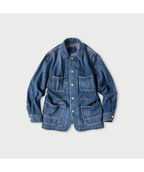 45rモンプデニムの908 4ポケットシャツ（インディゴ 淡）