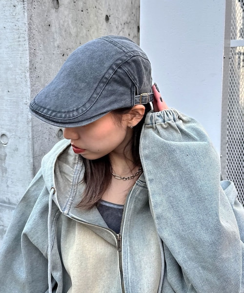 CIAOPANIC(チャオパニック)の「ビンテージライクハンチング帽子(ハンチング/ベレー帽・レディース・ネイビー/チャコールグレー・ONE)」の2枚目の写真