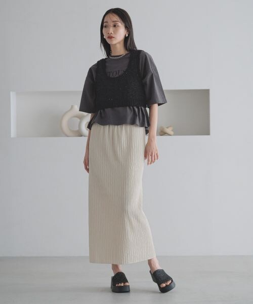 LOWRYS FARM（ローリーズファーム）の「ジャガードプリーツスカート（スカート・アイボリー08/ブラック09/ブラウン58/グリーン72・F）」の11枚目の写真