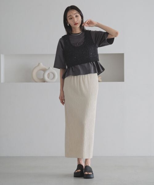 LOWRYS FARM（ローリーズファーム）の「ジャガードプリーツスカート（スカート・アイボリー08/ブラック09/ブラウン58/グリーン72・F）」の12枚目の写真