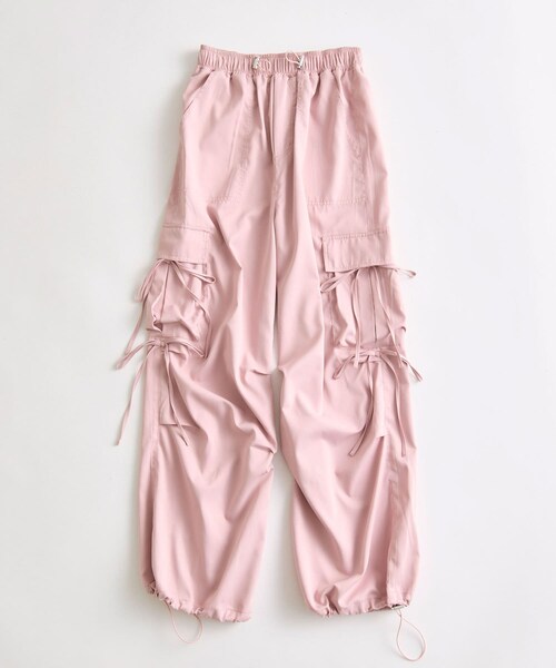 OLIVE des OLIVE（オリーブデオリーブ）の「ゆるたぽリボンカーゴパンツ（カーゴパンツ・レディース・オフホワイト/ピンク/ネイビー/その他11/チャコールグレー・FREE）」の4枚目の写真