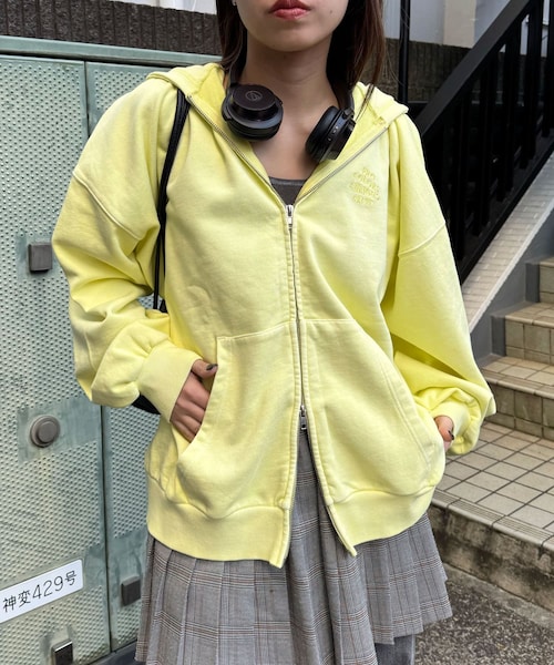 CIAOPANIC（チャオパニック）の「ピグメント刺繍ダブルZIPパーカー（トップス・レディース・パープル/グレー/イエロー/チャコールグレー/ミント・F）」の5枚目の写真