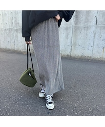 copine | ラメプリーツロングスカート(チャコール)(スカート)