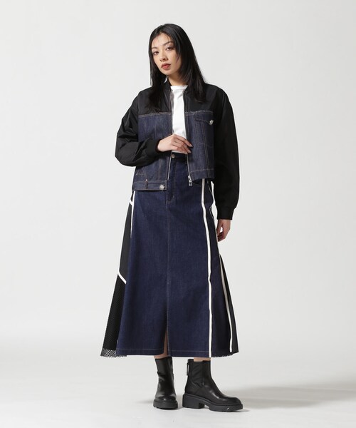 B'2nd（ビーセカンド）の「AULA AILA（アウラ アイラ）別注デニムコンビネーションブルゾン（ジャケット/アウター・インディゴ・0）」の3枚目の写真