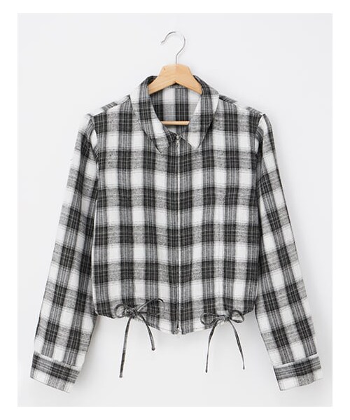 INGNI（イング）の「【春の新作】フロントジップチェック柄ドロストギャザークロップドシャツ（トップス・レディース・ｵﾌｸﾛ/ﾁｪｯｸ/ｵﾌﾌﾞﾙｰ/ﾁｪｯｸ/ｺﾝ/ﾁｪｯｸ・M）」の14枚目の写真