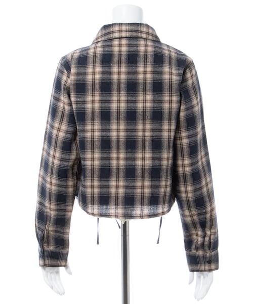 INGNI（イング）の「【春の新作】フロントジップチェック柄ドロストギャザークロップドシャツ（トップス・レディース・ｵﾌｸﾛ/ﾁｪｯｸ/ｵﾌﾌﾞﾙｰ/ﾁｪｯｸ/ｺﾝ/ﾁｪｯｸ・M）」の2枚目の写真