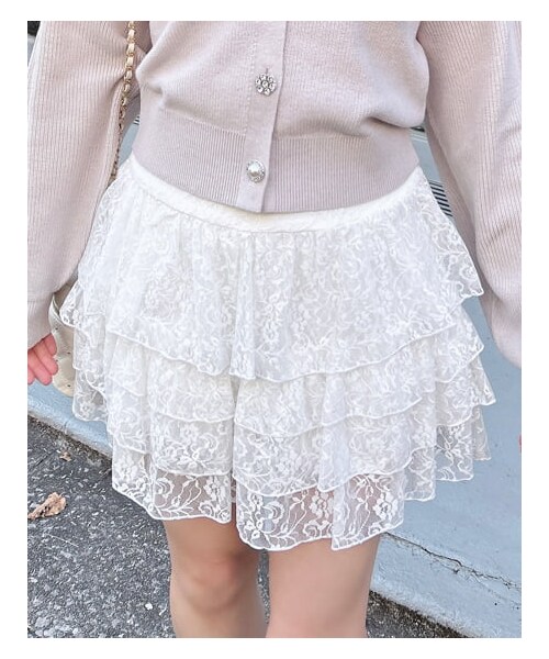 INGNI（イング）の「【春の新作】レースフリルミニスカパン（スカート・レディース・ｵﾌﾎﾜｲﾄ/ｸﾛ・F）」の15枚目の写真