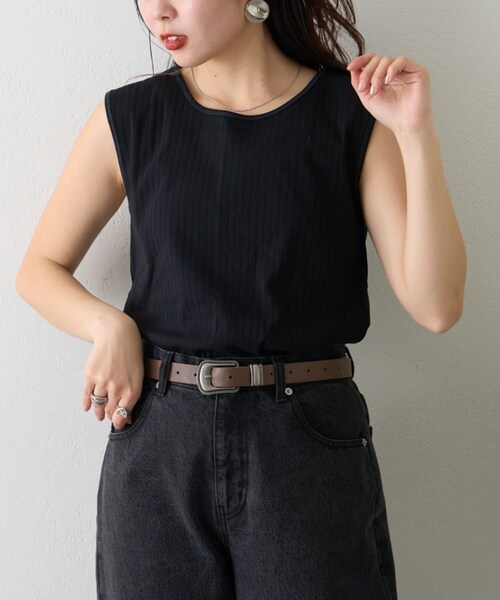 CIAOPANIC TYPY（チャオパニックティピー）の「2WAY配色タンクトップ（タンクトップ・レディース・オリーブ/イエロー/ピンク/トープ/オレンジ/ブラック/チャコールグレー・ONE）」の2枚目の写真