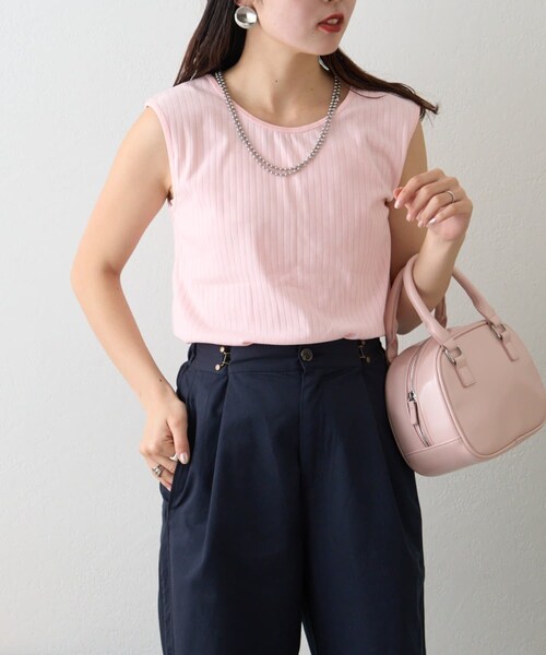 CIAOPANIC TYPY（チャオパニックティピー）の「2WAY配色タンクトップ（タンクトップ・レディース・オリーブ/イエロー/ピンク/トープ/オレンジ/ブラック/チャコールグレー・ONE）」の6枚目の写真