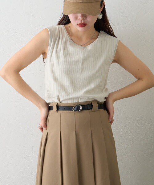 CIAOPANIC TYPY（チャオパニックティピー）の「2WAY配色タンクトップ（タンクトップ・レディース・オリーブ/イエロー/ピンク/トープ/オレンジ/ブラック/チャコールグレー・ONE）」の3枚目の写真