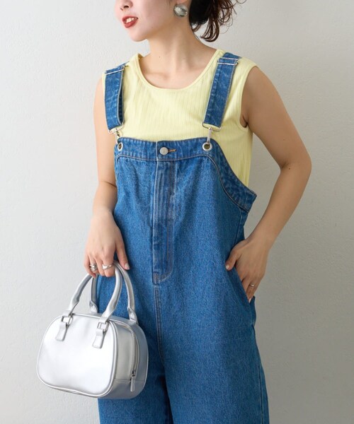 CIAOPANIC TYPY（チャオパニックティピー）の「2WAY配色タンクトップ（タンクトップ・レディース・オリーブ/イエロー/ピンク/トープ/オレンジ/ブラック/チャコールグレー・ONE）」の5枚目の写真