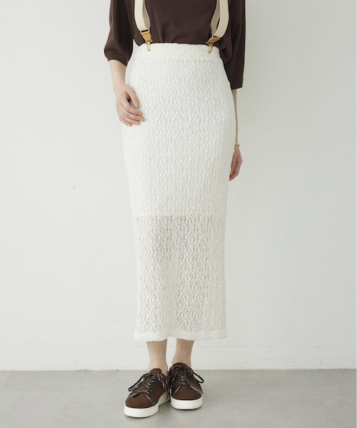 Whim Gazette ウィムガゼット ミラノリブスリットスカート ニット