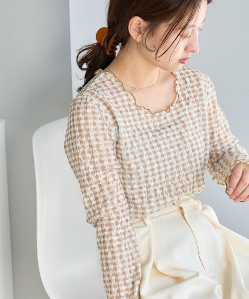 Kastane（カスタネ）の「シアーチェックプルオーバー（Tシャツ