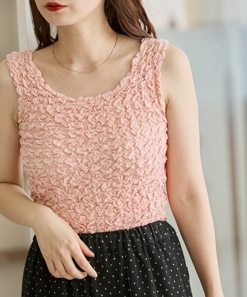 Kastane（カスタネ）の「シャーリングタンク（タンクトップ・レディース・アイボリー/ブルー/ピンク・F）」の3枚目の写真