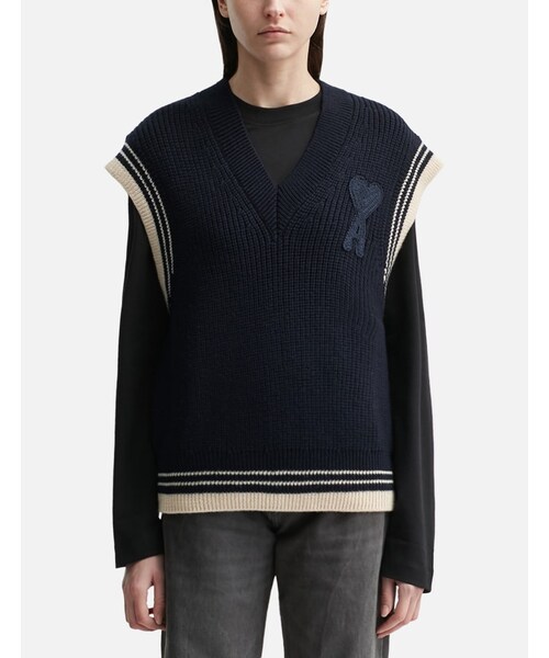 Wool Ribbed Sleeveless V Neck Sweater