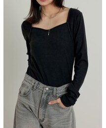 Re:EDIT（リエディ）の「スムースリブハートネックロングＴシャツ - トップス通販 | 人気レディースファッション - Re:EDIT（リエディ）（その他・レディース）」