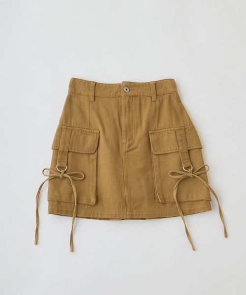 OLIVE des OLIVE(オリーブデオリーブ)の「ゆらゆらリボンカーゴミニスカート(デニムスカート・レディース・キャメル/ブラック系その他/その他11・FREE)」の1枚目の写真