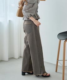 Kastane | 【低身長サイズ/2サイズ展開】デニムスリットワイドパンツ(デニムパンツ)