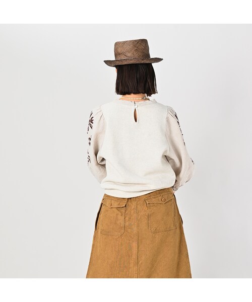 裏毛deフラワー刺繍のパフスウェット（トップ）